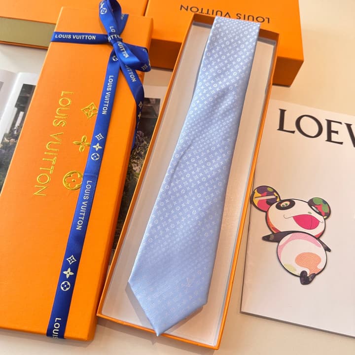 Louis Vuitton Damier Silk Tie in Charcoal Grey