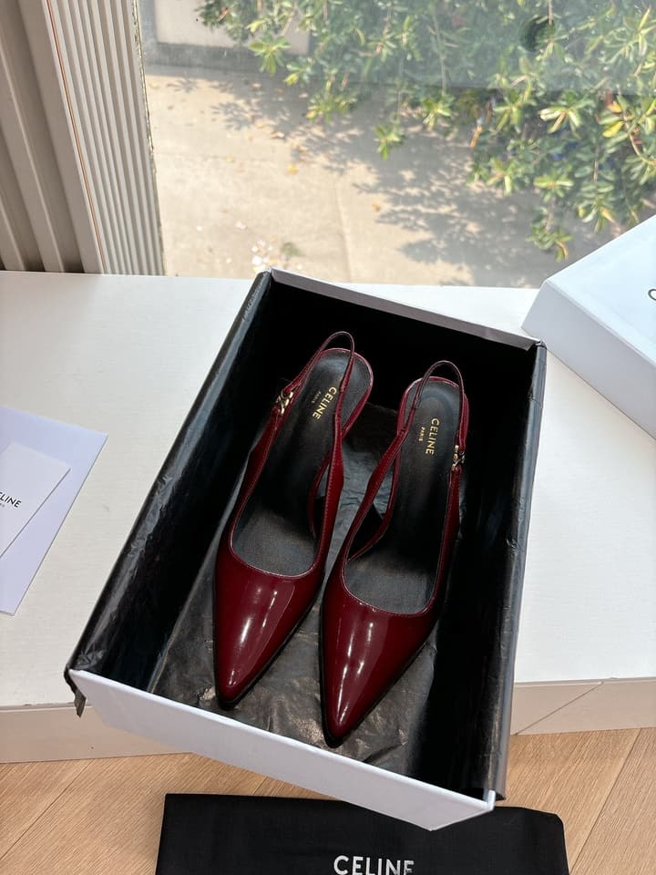 Celine Runner Platform Sneakers – 2025 Spring/Summer Collection in Burgundy Patent