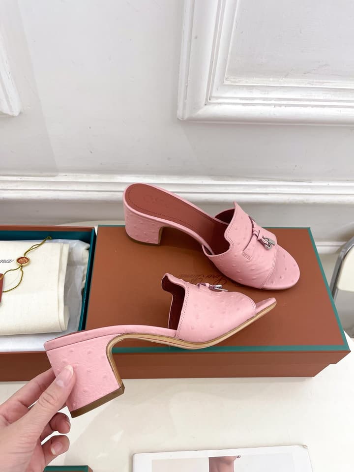 Loro Piana Summer Charms Ostrich Mules – 2025 Spring/Summer Collection in Black