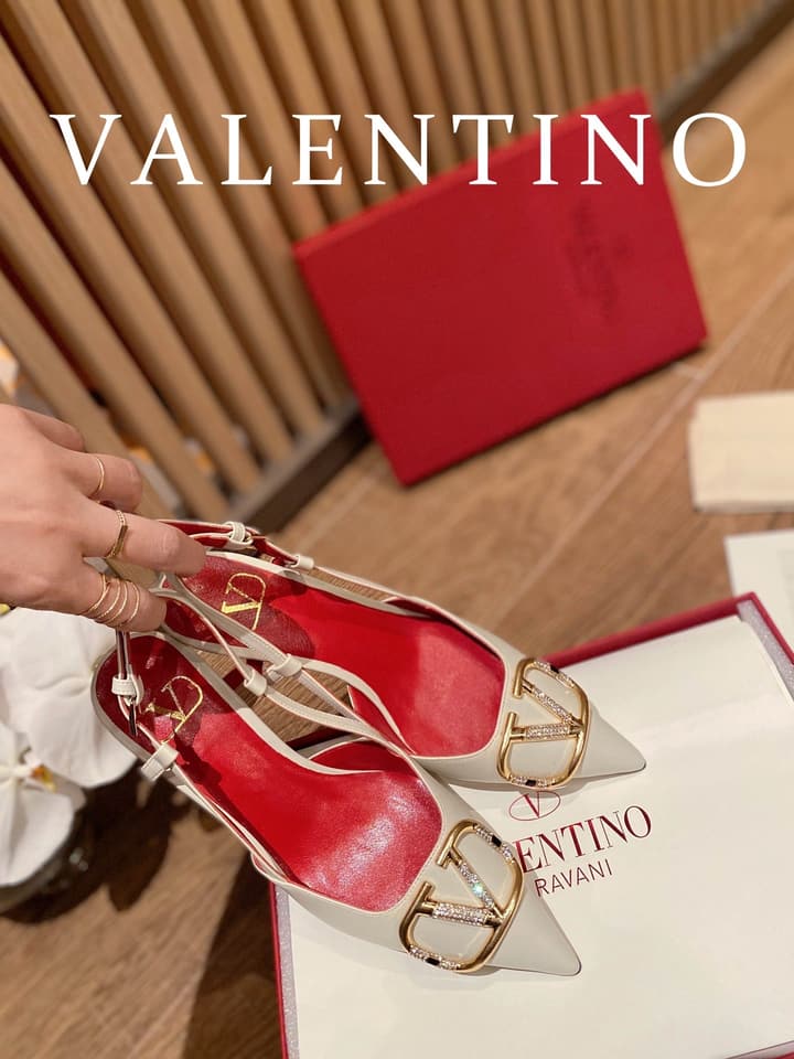Valentino VLogo Signature Rhinestone Low-Heel Pumps – 2022 Collection in Nude Beige