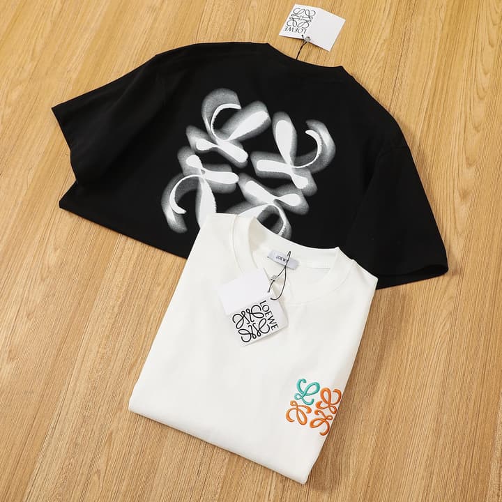 Loewe Colorful Embroidered Short-Sleeve T-Shirt – 2023 Summer Collection in Black