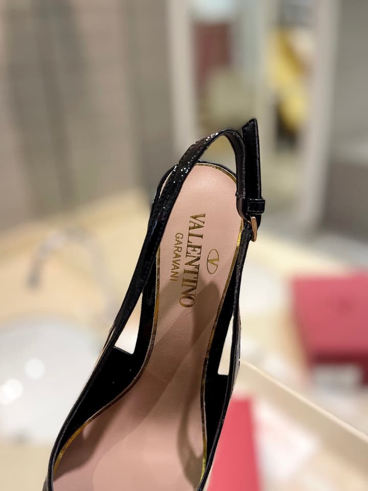 Valentino VLogo Signature Patent Leather Slingback Heels – 2024 Collection in Nude Leather