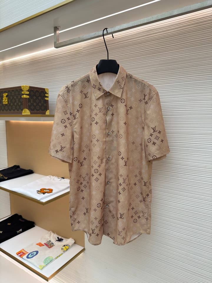 Louis Vuitton Monogram All-Over Print Beach Shirt in Apricot