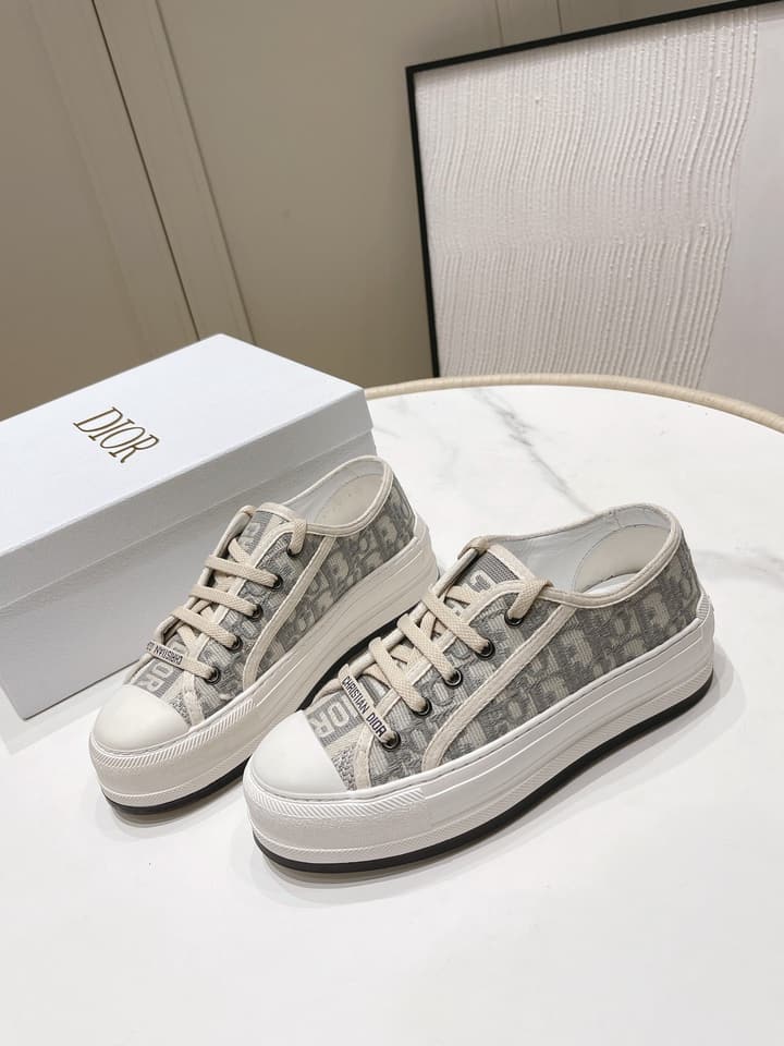 Dior Walk'n'Dior Oblique Embroidered Platform Sneakers in Dark Oblique