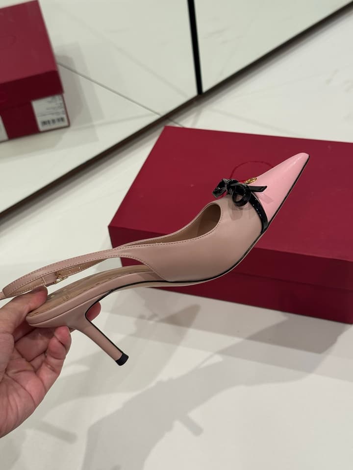 Valentino Bow-Detail High Heels in Black With White Bow