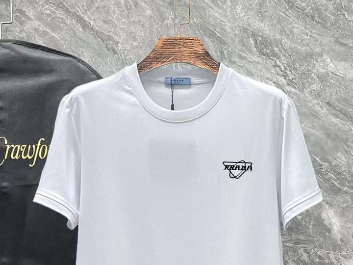 Prada Short-Sleeve T-Shirt – 25SS Collection in Black With White Triangle Logo