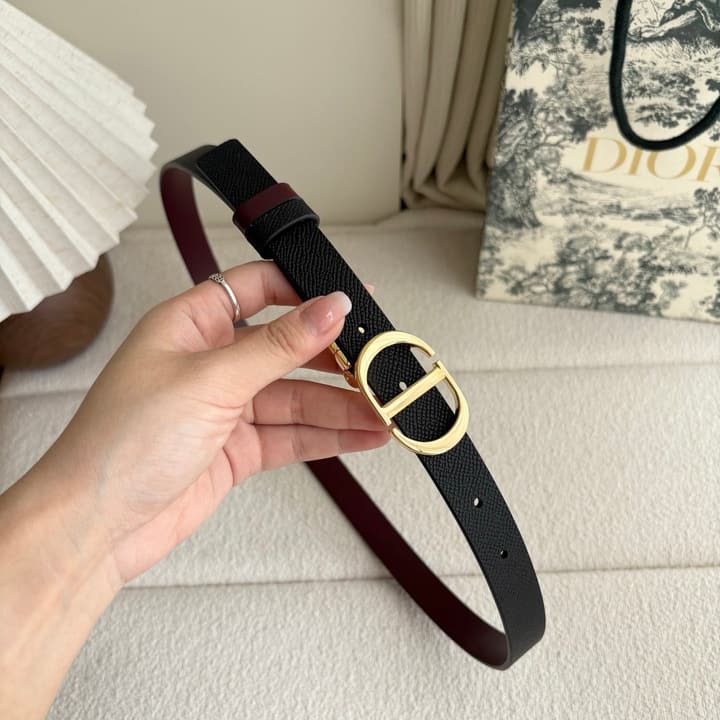 Dior Reversible Calfskin CD Buckle Belt in Black/burgundy With Gold Hardware