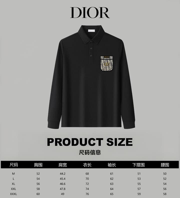 Dior Silk Long Sleeve Polo Shirt with Metal Patch in White With Solid Pocket