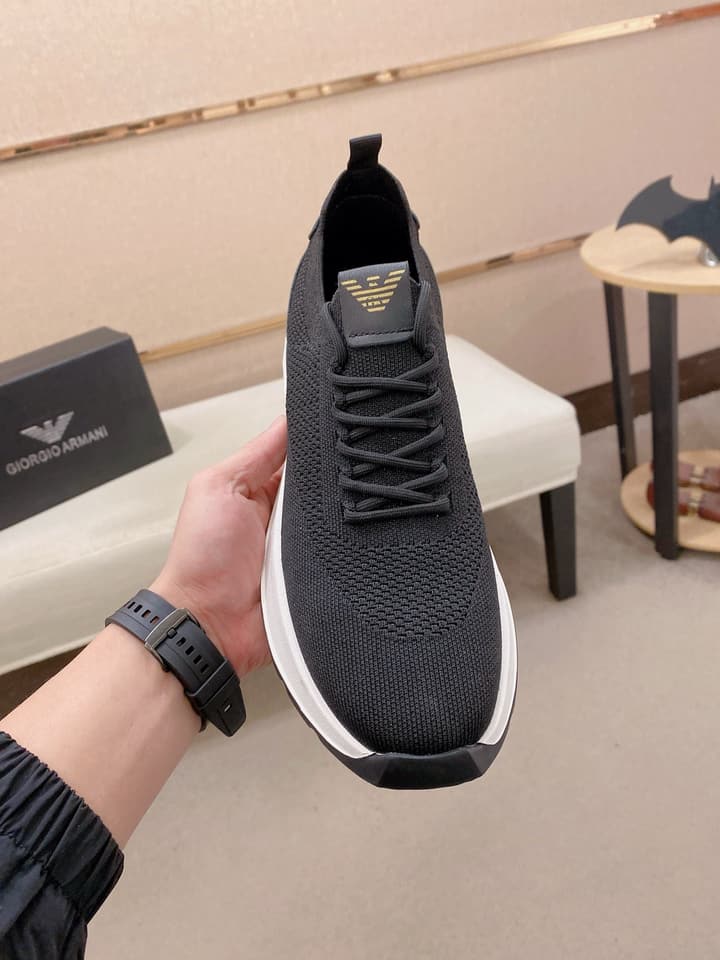 Armani Official Synchronized Knit Sneakers in Dark Grey Knit