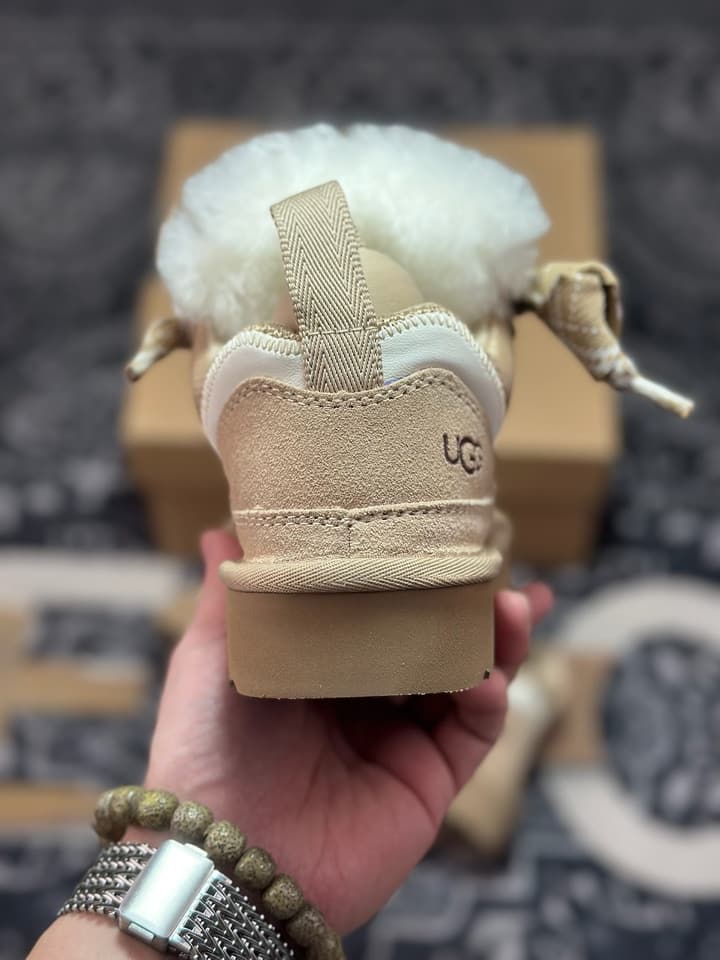 UGG Lowmel Sheepskin Snow Boots in Triple Black Suede