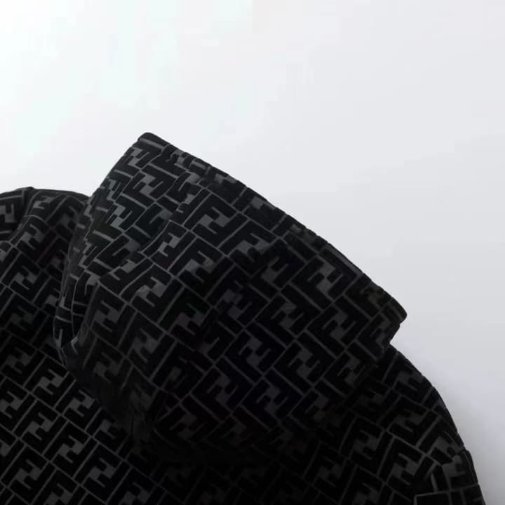 Fendi All-Over Print Flocked Jacket in Black Flocked Monogram Jacket