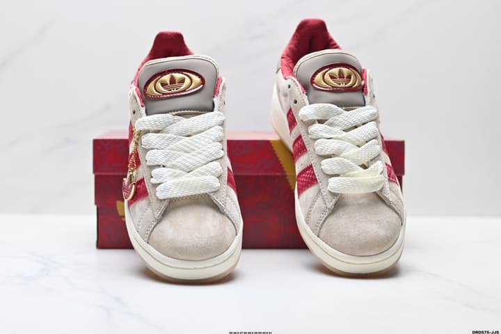 Adidas Originals Campus 00s Low-Top Sneakers – Year of the Snake Limited Edition in Beige Suede With Red Stripes