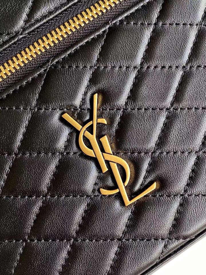 Saint Laurent LE CASSANDRE Quilted Lambskin Clutch Bag in Black