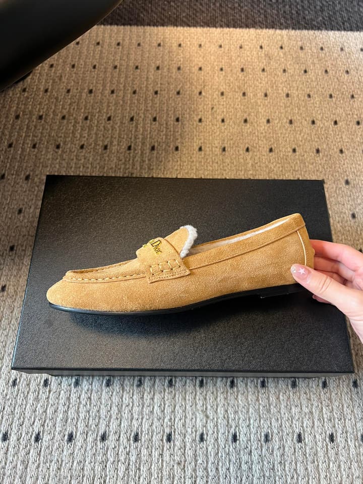 Dior Suede Fur-Lined Loafers – 25SS/FW in Black Suede