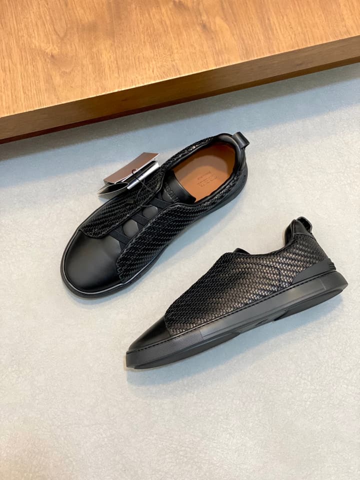 Ermenegildo Zegna Triple Stitch Sneakers in Black