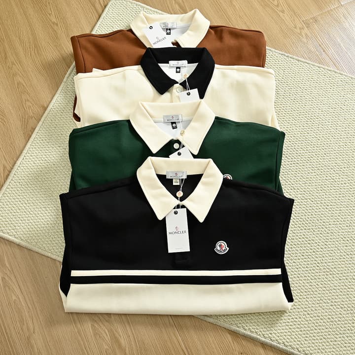 Moncler Striped Long-Sleeve Polo Shirt – Spring Collection