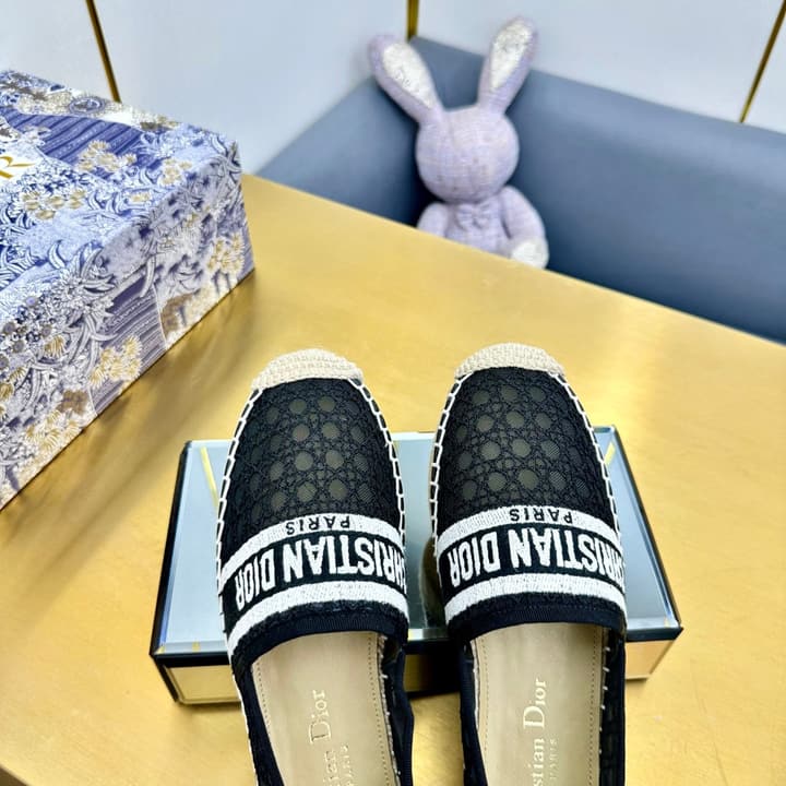 Dior Granville Embroidered Espadrille Flats in Beige/brown Oblique Pattern