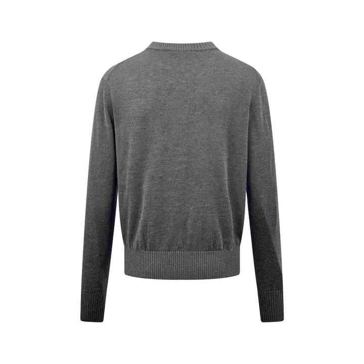 Ami Paris Heart Embroidery Merino Wool Sweater in Dark Grey With Red Heart