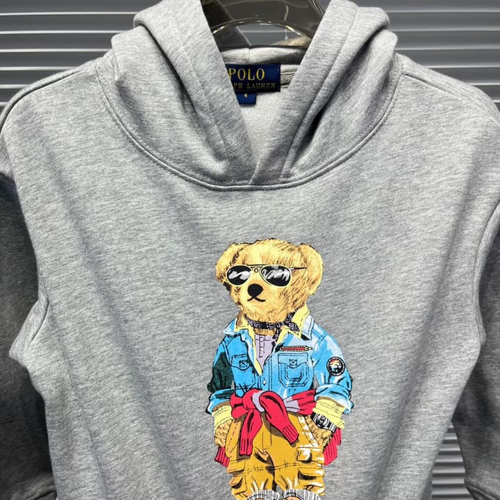 Ralph Lauren Bear Graphic Plush Lined Hoodie – Kids Collection in Dark Navy