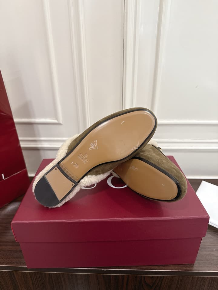 Gucci Princetown Merino Wool Mules in Black Suede With Silver Hardware