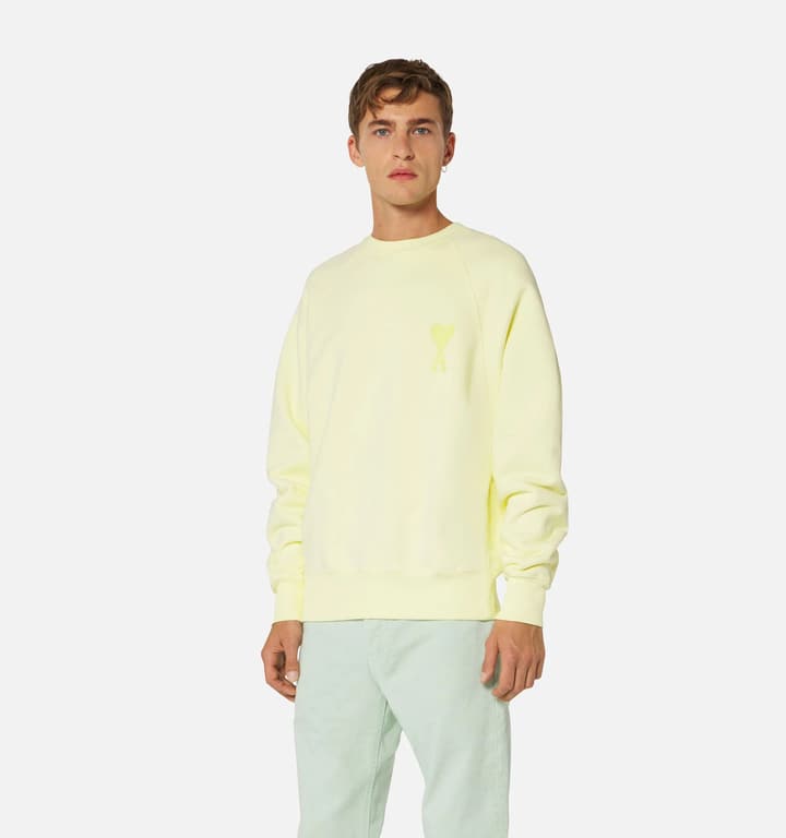 Ami Paris Ami de Coeur Embroidered Crewneck Sweatshirt in Gray