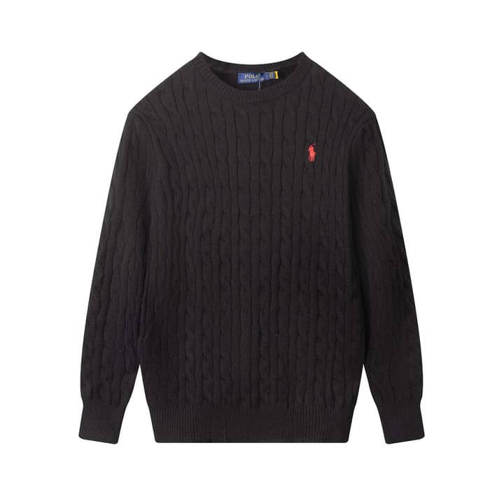 Ralph Lauren Cable Knit Crewneck Sweater in Black