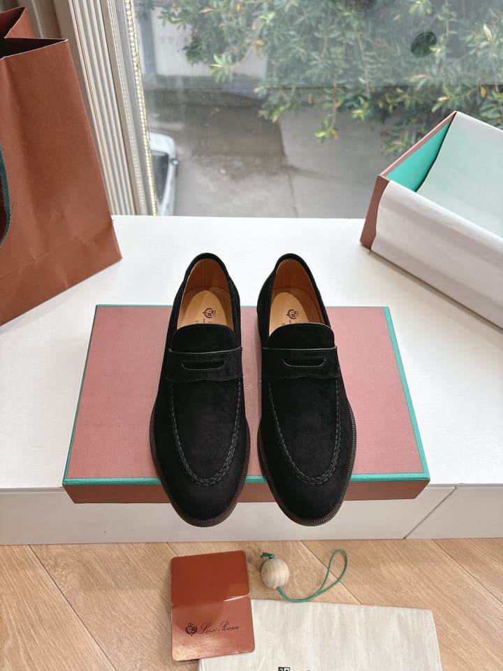 Loro Piana Loafers in Black Suede