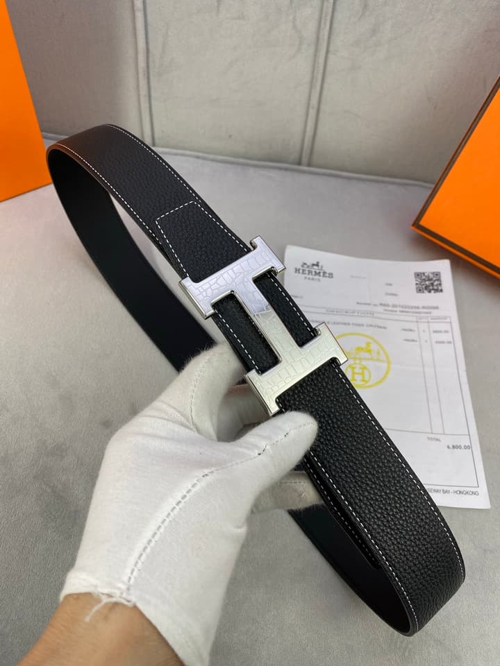 Hermès Crocodile Buckle Belt in Gold Hardware