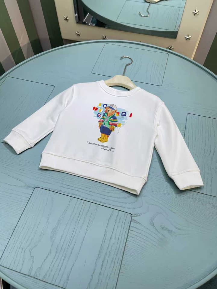 Ralph Lauren Kids Crewneck Sweatshirt – 2025AW in White With Graphic Print