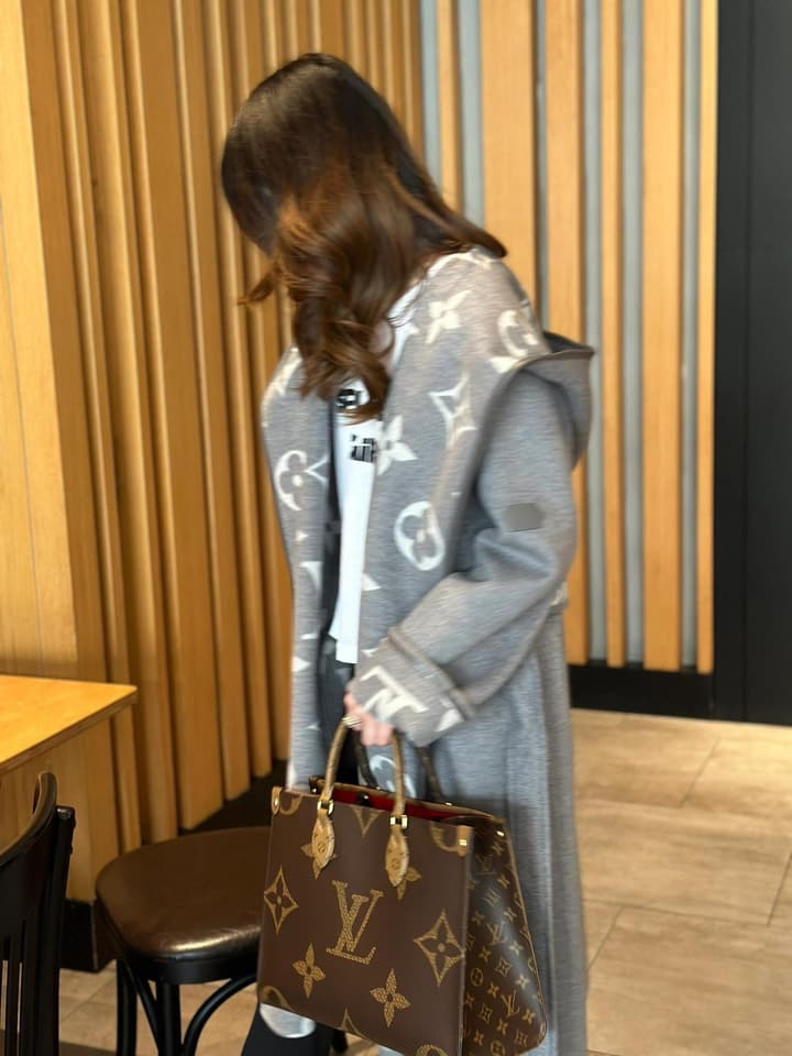 Louis Vuitton Long Wool Overcoat in Gray Monogram Coat
