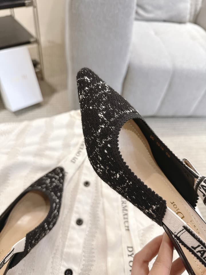 Dior J'Adior Embroidered Kitten Heel Sandals in Defined Black Oblique
