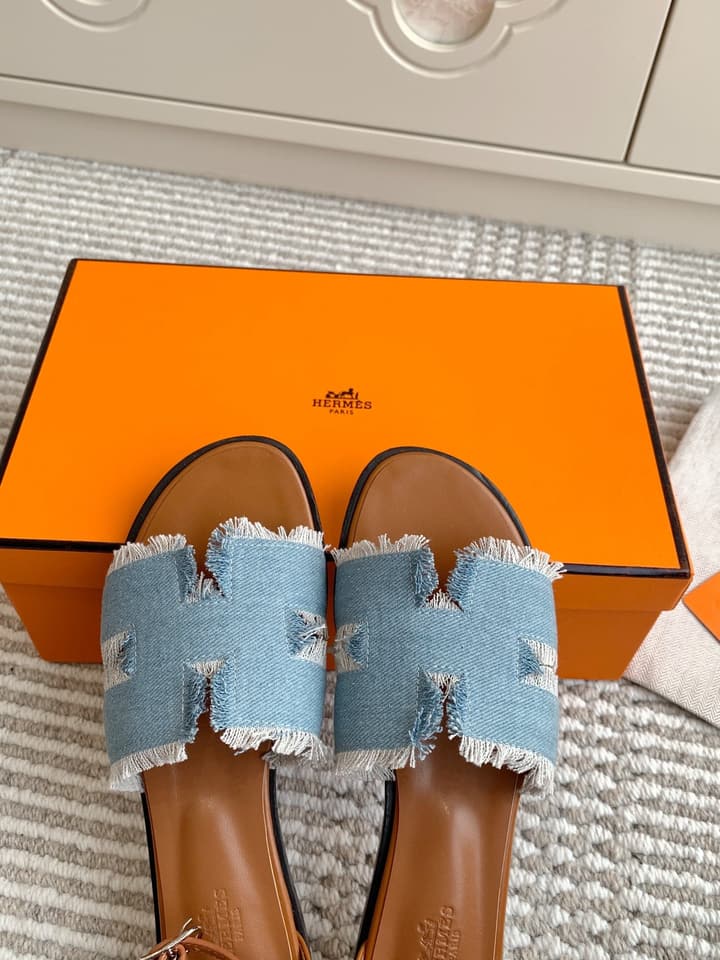 Hermès Santorini Classic H Flat Sandals in Taupe