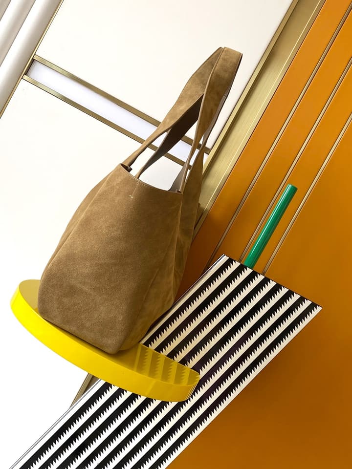 Saint Laurent BEA Deerskin Tote Bag in Antique Gold