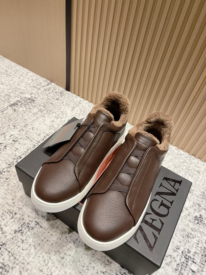 Zegna Triple Stitch Low-Top Casual Shoes – 2025SS in Black Leather