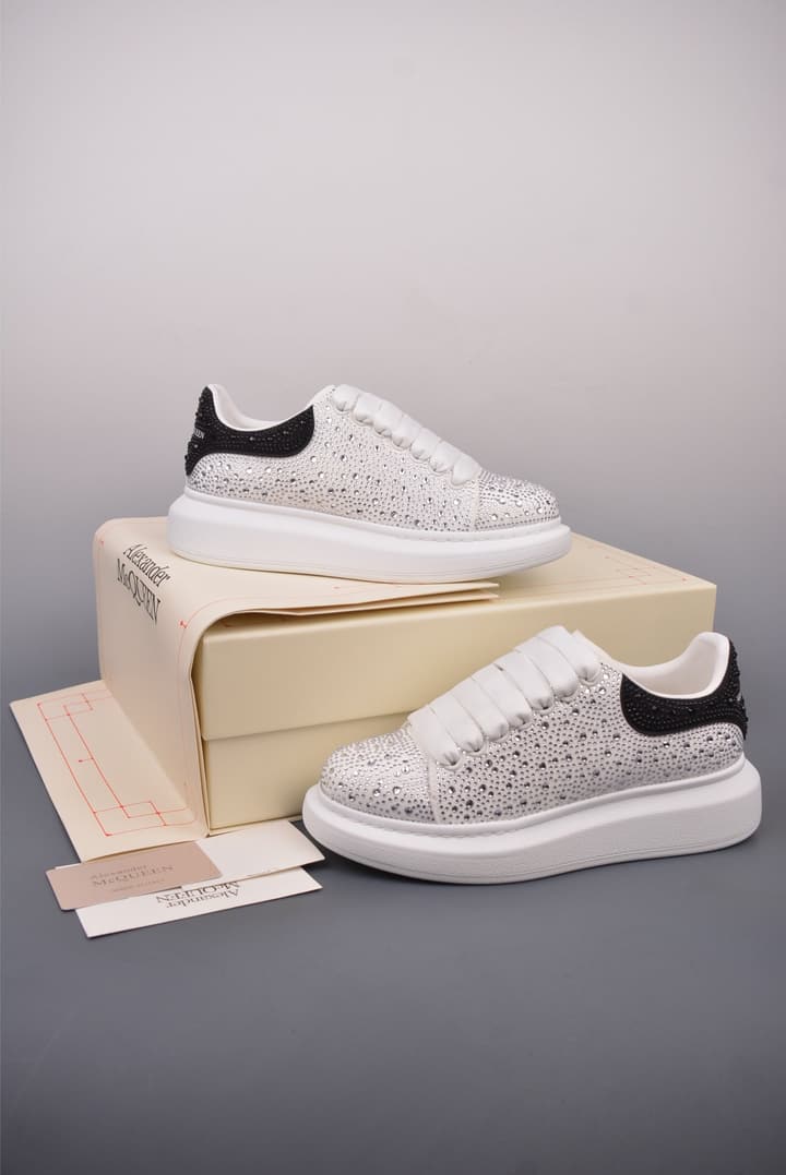 Alexander McQueen Rhinestone Sneakers in All Black Embossed