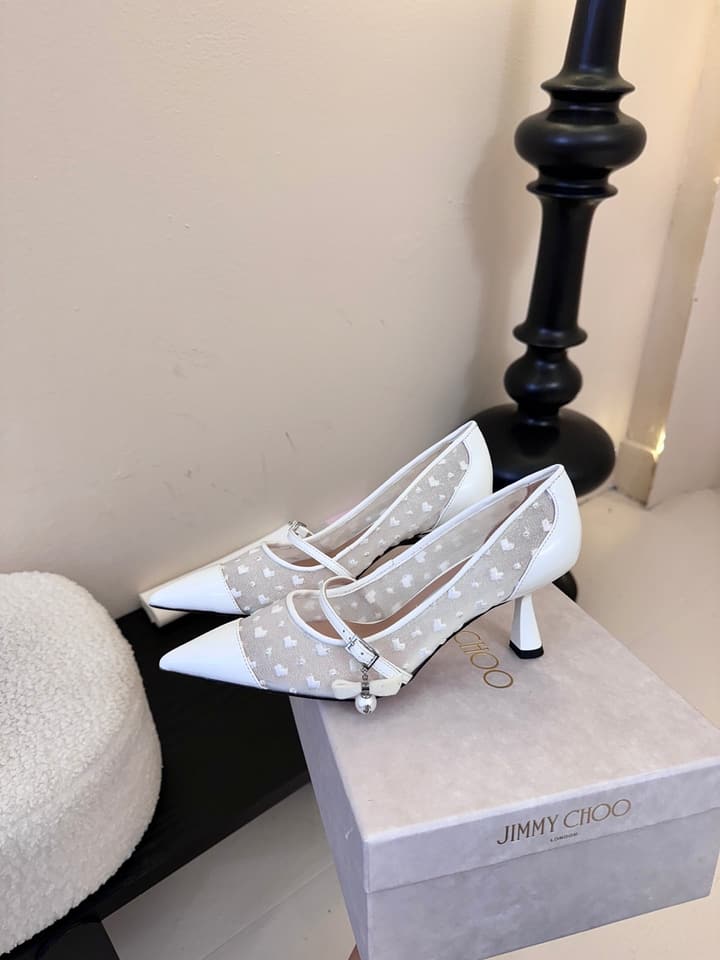 Jimmy Choo Patent Leather Pumps – 2025FW in Nude Mesh