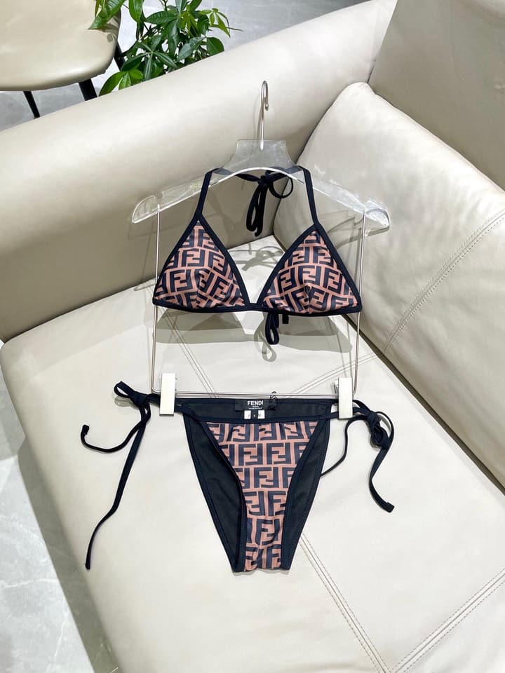 Fendi Versatile One-Piece Swimsuit in Brown Monogram Bikini