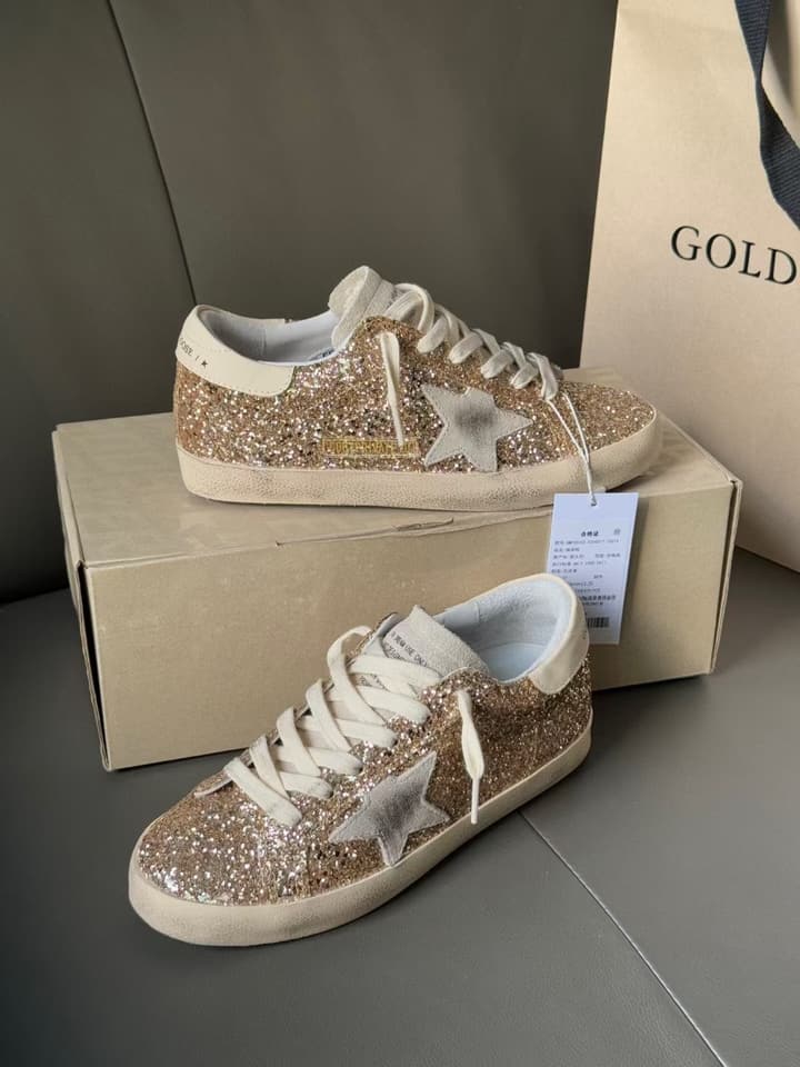 Golden Goose Superstar Sequined Sneakers – 2025 New Style in Sequined Gold Glitter