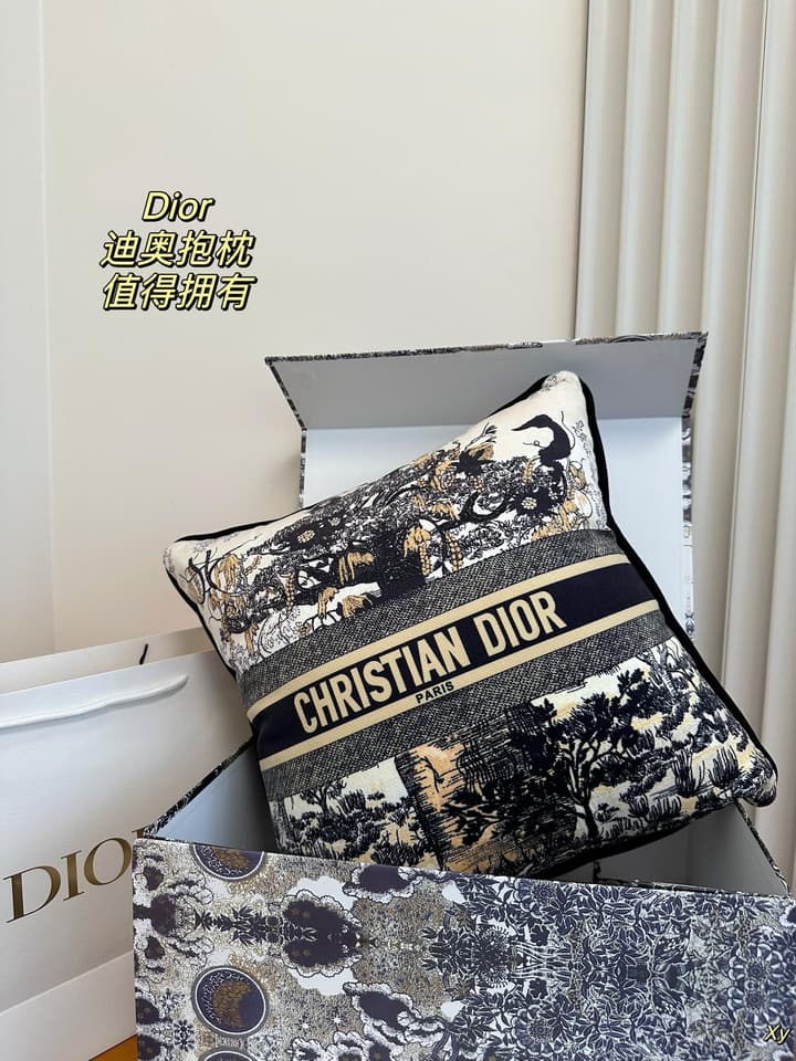 Dior Limited Edition Home Pillow in Black And White Toile Pattern