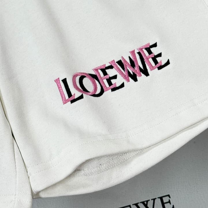 Loewe Classic Element Embroidered Shorts in Black With Blue Anagram Logo
