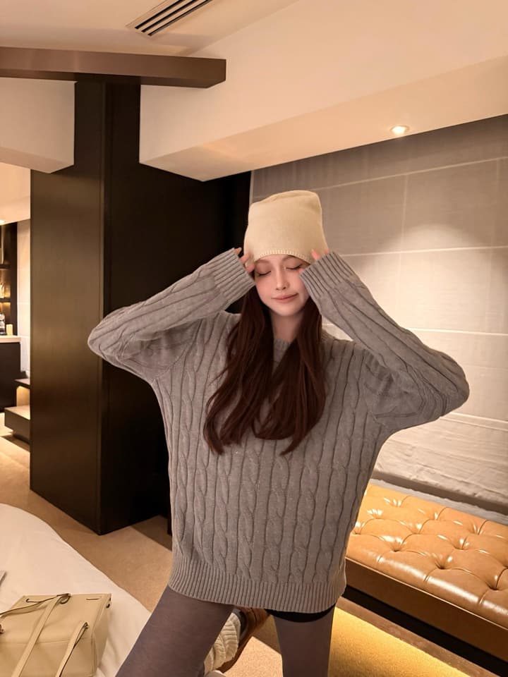 Ralph Lauren Cable Knit Polo Sweater in Baby Pink