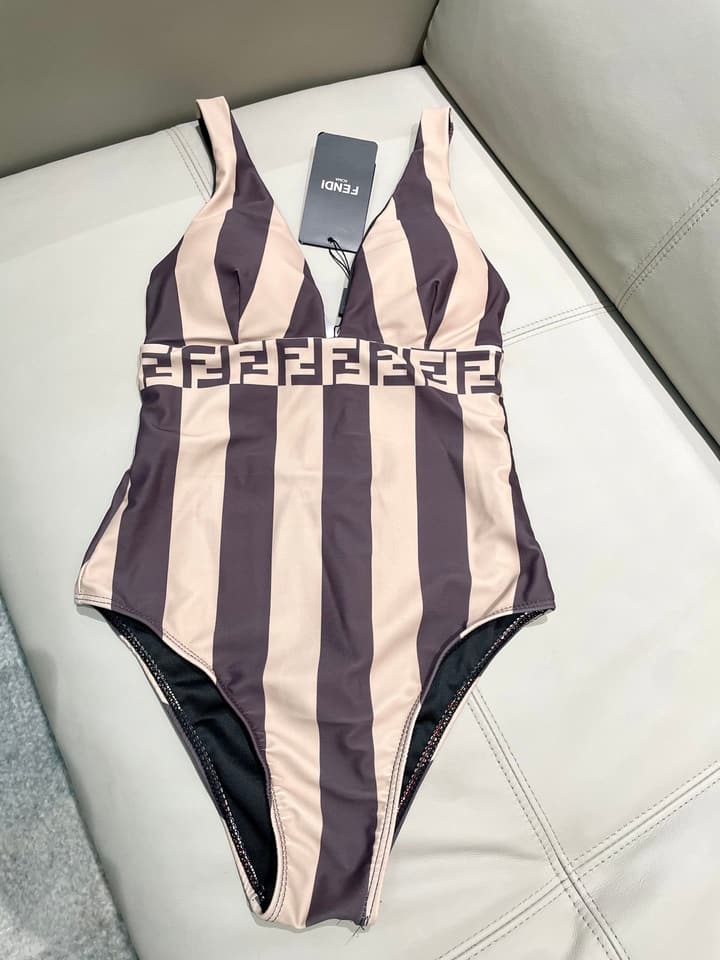 Fendi Versatile Backless One-Piece Swimsuit in Black Halter Plunge