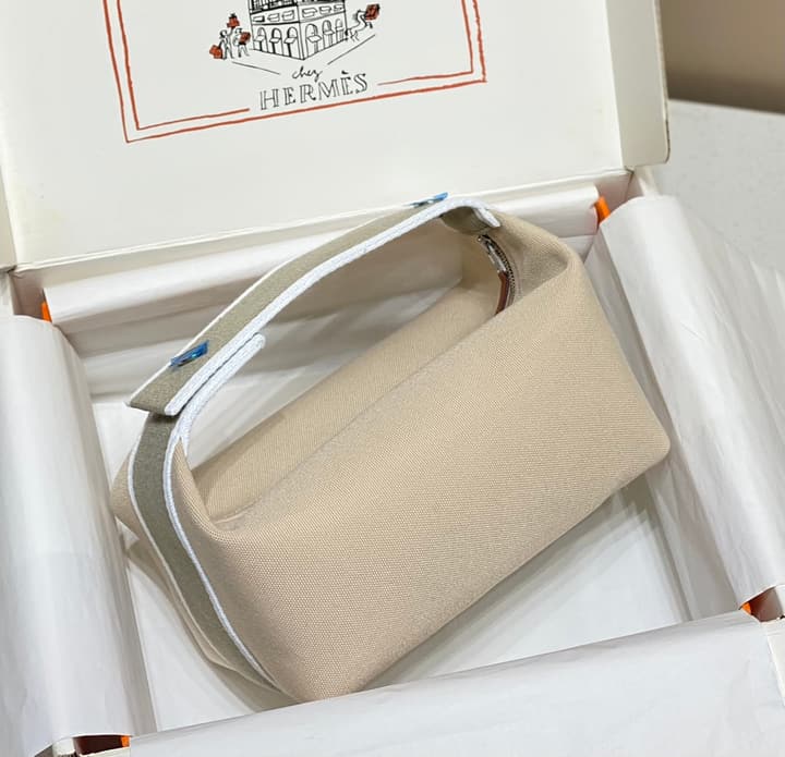 Hermès Trousse Bride-A-Brac Canvas Pouch in Beige