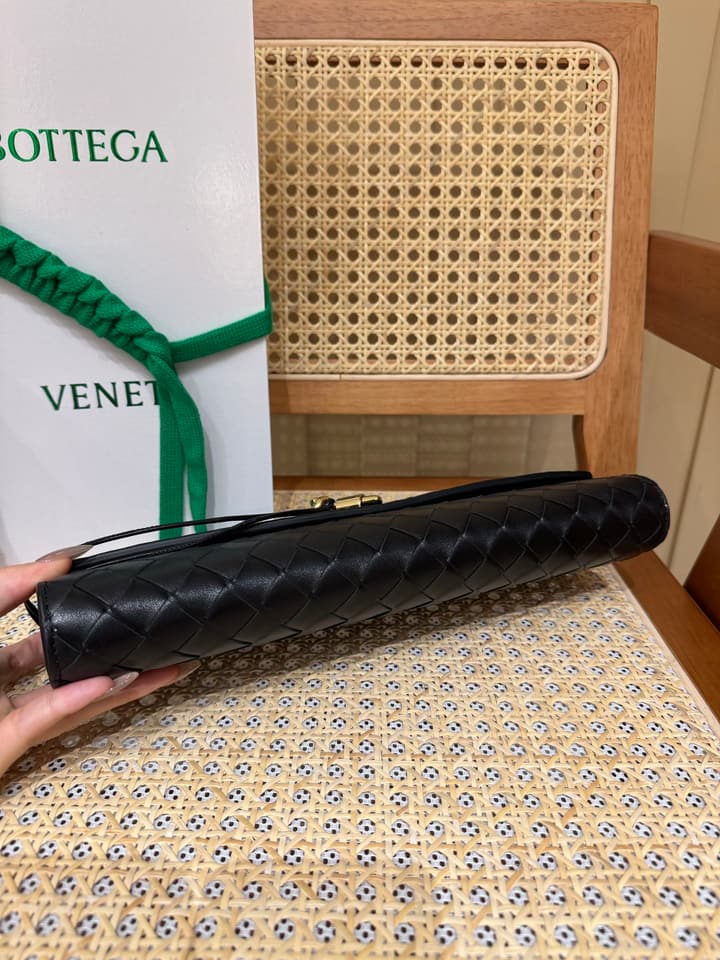 Bottega Veneta Andiamo Clutch Bag in Black Intrecciato