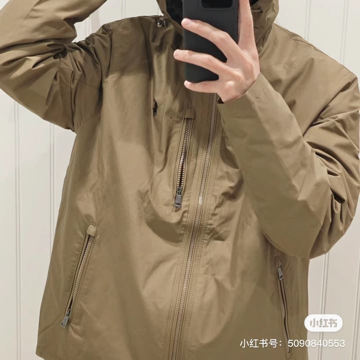 Ralph Lauren Embroidered Pony Logo Hooded Windbreaker in Black
