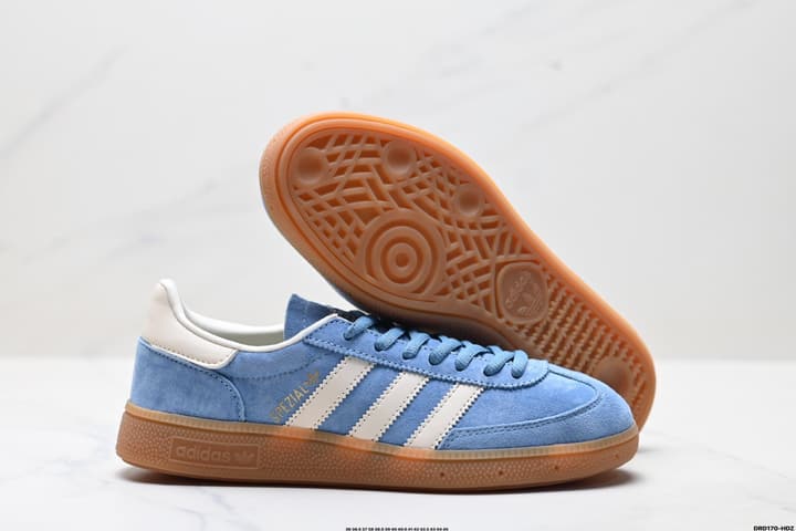 Adidas Handball Spezial Retro Sneakers in Navy Suede With Pastel Stripes