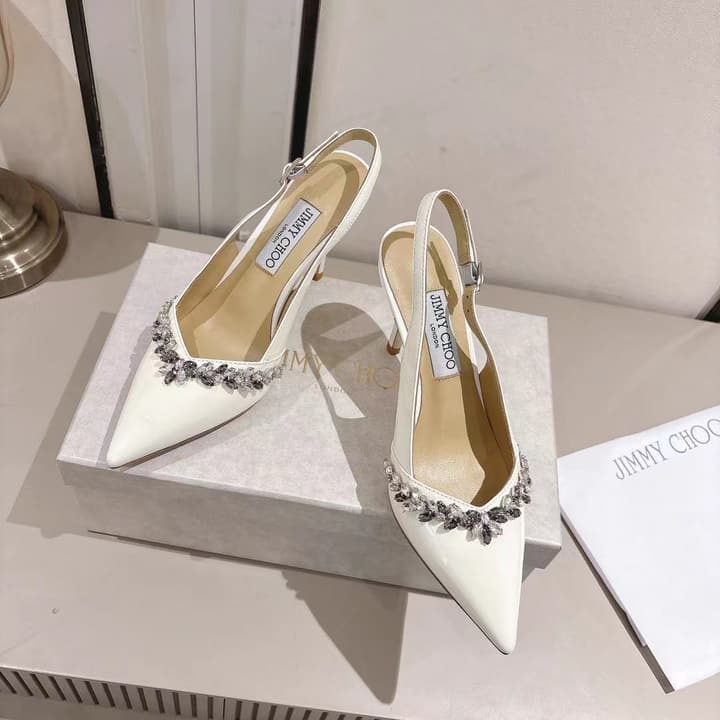 Jimmy Choo Pointed-Toe Crystal-Embellished Heeled Sandals – 2025 Summer in Black