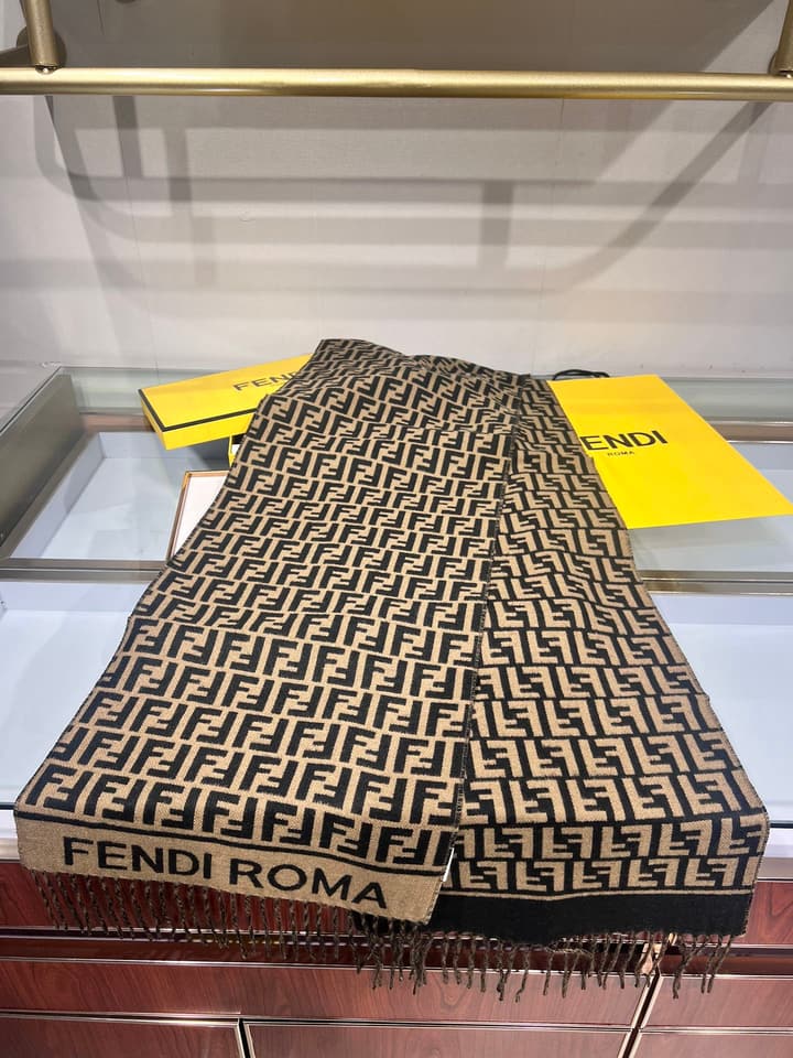 Fendi FF Monogram Scarf in Dark Brown Ff Monogram