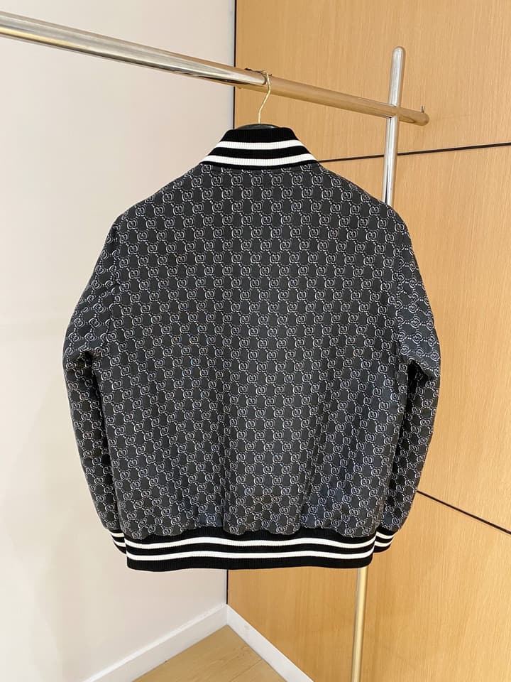 Gucci Men's Casual Jacket – 2025 Spring/Summer Collection in Charcoal Monogram Bomber