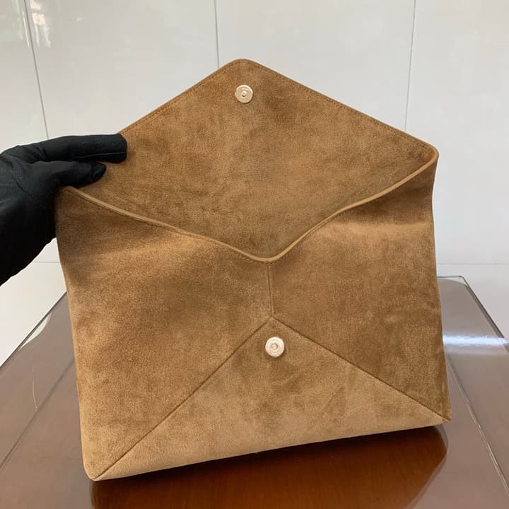 Saint Laurent Envelope Clutch Bag in Tan Suede Envelope Clutch